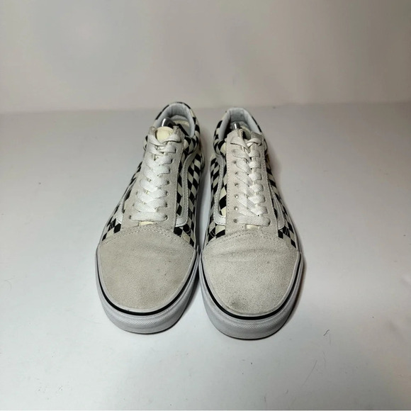 VANS Old Skool Checkerboard White Black Shoes Womens size 8 Suede (199 Box 24) - Picture 5 of 9